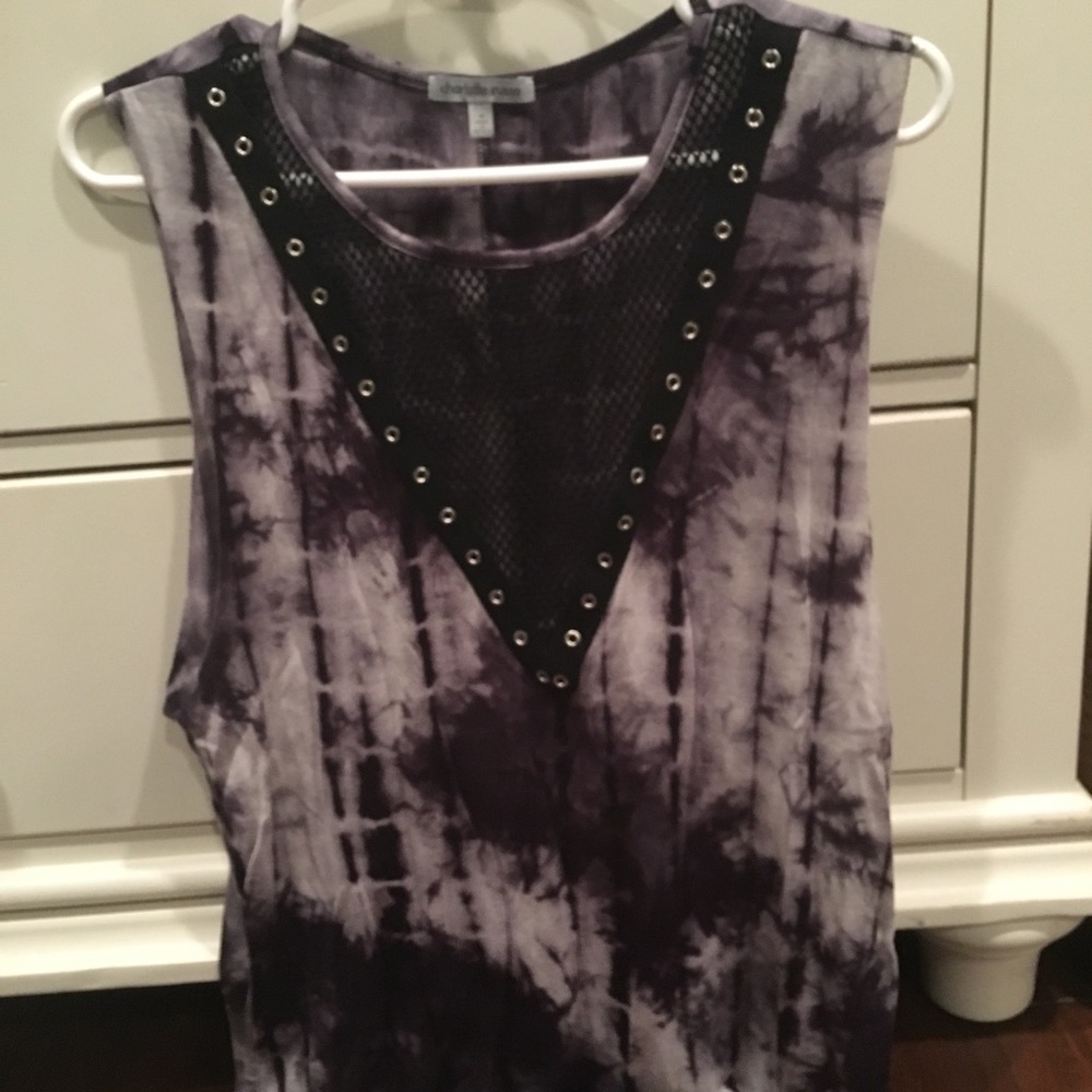 Tie dye tank top with mesh
